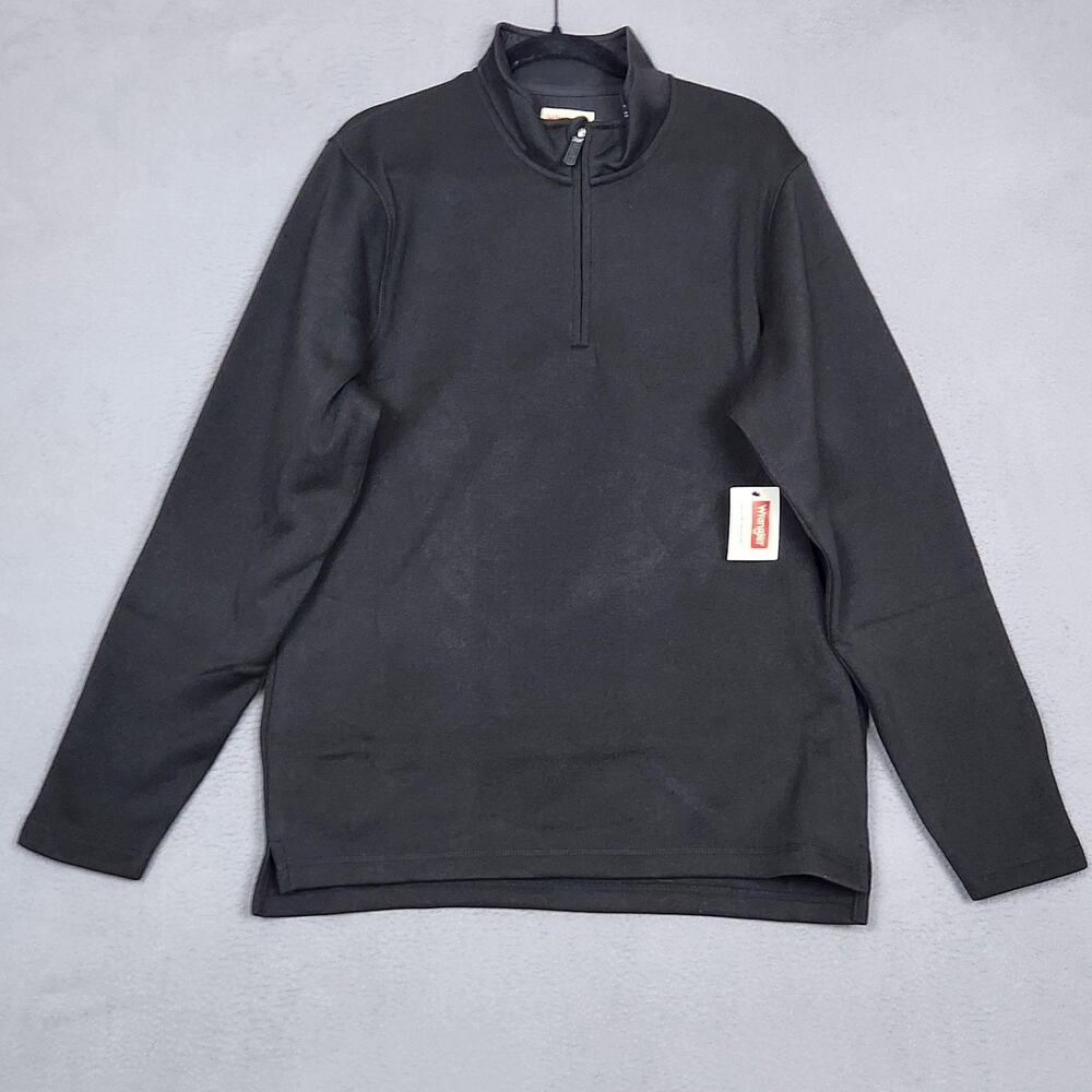 Wrangler Sweater Mens Medium Black 100% Polyester 1/4 Zip Mock Neck Pullover